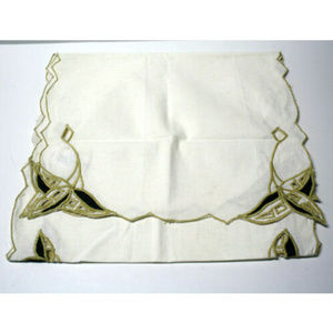 Beige Cut Work Rectangular Table Runner 14.5 x 50"